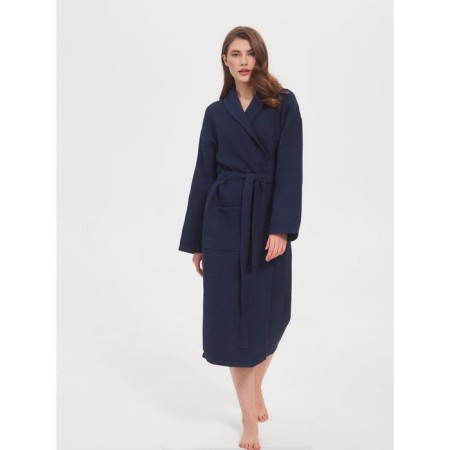 Unisex bathrobe Pamira, size l, blue color-16