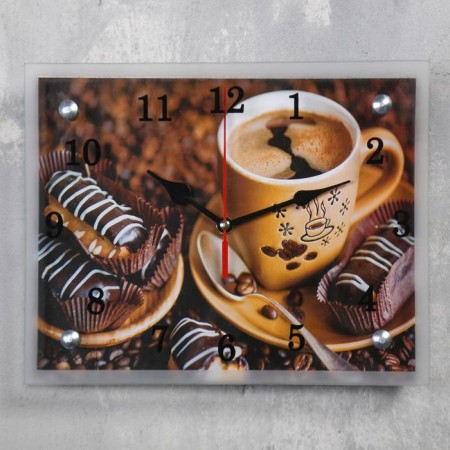 Carty clock, series: kitchen, "coffee with cake", 20x25 cm