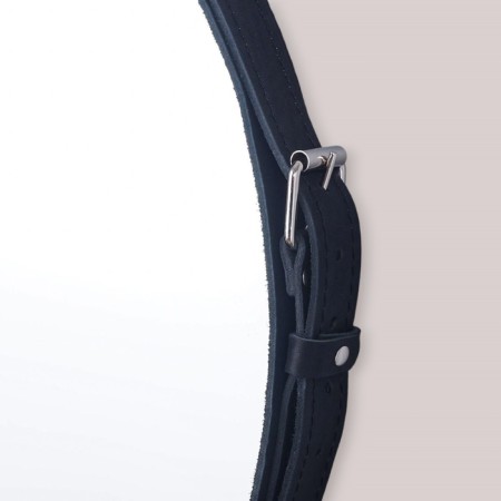 Mirror "Ritz", D = 500, on a belt made of genuine leather, black-1