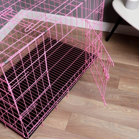 A cage with a hatch for dogs and cats, 100 x 60 x 70 cm, pink-2