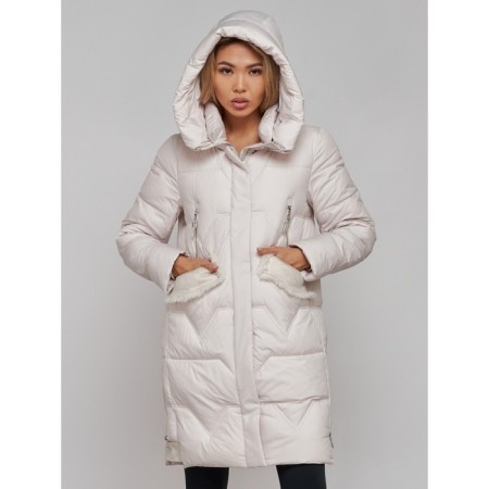 Coat insulated winter female, size 52, beige color-6