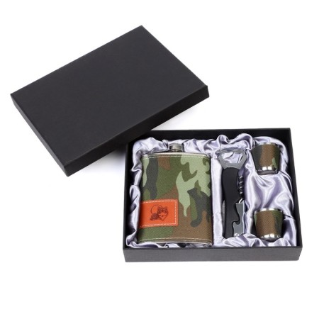Gift set 4 in 1 "khaki": a flask 270 ml, a sommelier knife, 2 piles, 17 x 23 cm