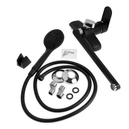 Bath mixer Zein Z4052, pour 30 cm, cartridge 40 mm, with shower set, black/chrome-11