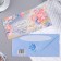 Money envelope "Happy Wedding Day!" embossing, pink flowers, blue background, 17x8 cm