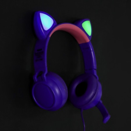 Headphones Quumo Game Cat Purple, Game, microphone, USB+3.5 mm, 2m, purple-1