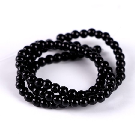 Beads made of natural stone "Black agate" set of 90 pcs., Size 1 pc. - 4 mm-2