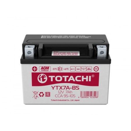 The battery Totachi Moto Ytx7a-bs, 7 ah, direct polarity