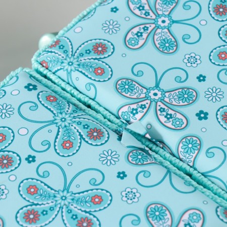 Casket for needlework "Butterflies and flowers on blue" 19x26x14.5 cm-1