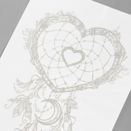 Tattoo on the body Blue "Dream Catcher - Heart" 18x11 cm-3