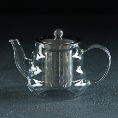 Glass teapot with metal sieve "Breeze", 600 ml
