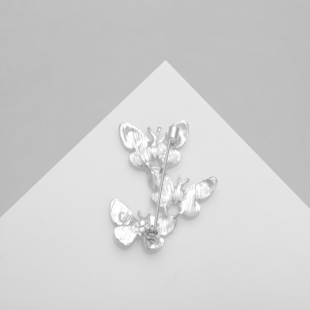 Brooch "Butterflies" Trio, Matte silver color-1