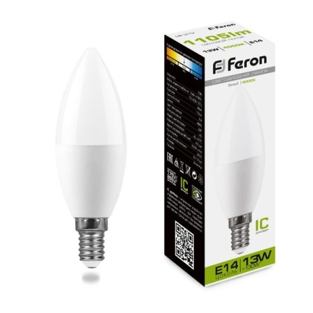 LED LED Feron (13W) 230V E14 4000K C37, LB-970