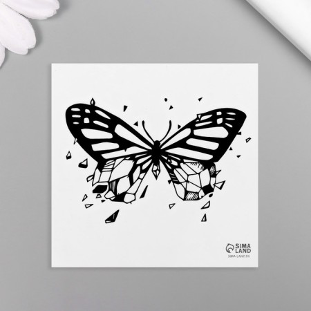 Tattoo on the body Black "Butterflies" set 5 pcs 6x6 cm-4