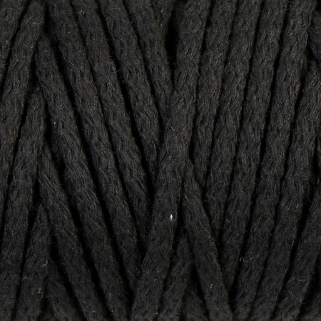 Knitting cord "Puff" 100% cotton width 5mm 100m (black)
