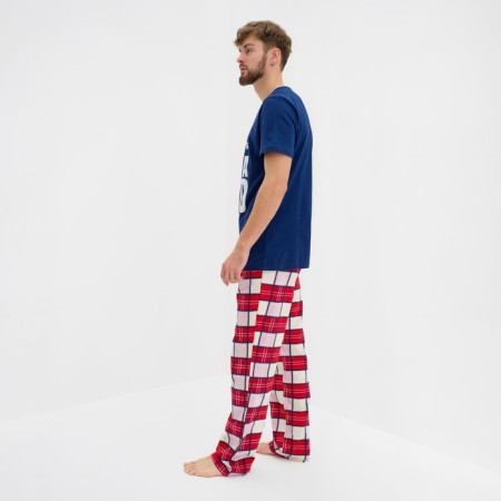 Pajama New Year's male KAFTAN "Santa Team", Blue/Red color, size 52-1