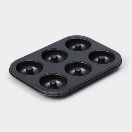 Baking uniform “Donuts”, 26.5 × 17 cm, 6 cells, anti -stick coating, black color