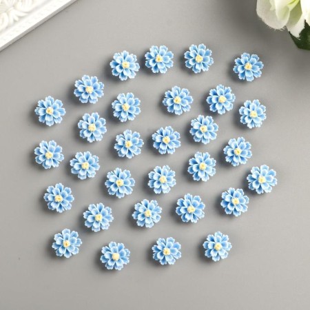 Decor for creativity plastic "Blue peonies", set of 30 pcs. 1x1 cm