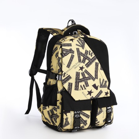 School backpack on lightning, 5 pockets, black/yellow color-2