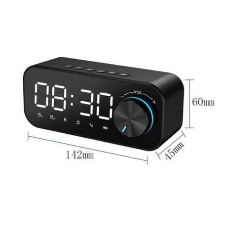 Clock - electronic desk alarm clock: column, Bluetooth, TF card, 14.2 x 6 cm, USB-1