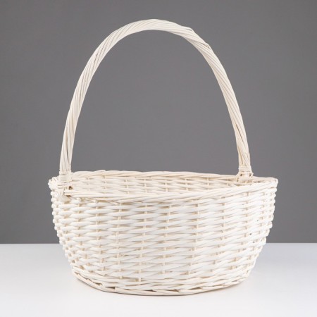 Wicker basket, 40x18/44 cm, white, willow