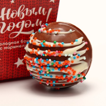 Chocolate bomb with Marshmallow "Happy New Year" in a glass, 30 g-2