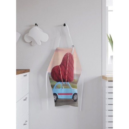 Apron kitchen with a photo print "Heart by car", adjustable, size OS-1