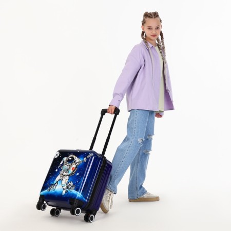 Small suitcase 20 "On a zipper, code lock, 4 wheels, blue color-9