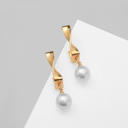 Earrings with pearls "abstraction" Boston, color gold