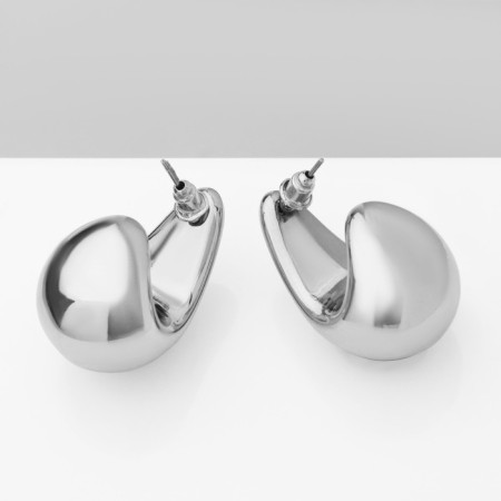 Earrings plastic "drop" Faith, color silver-3