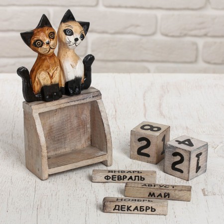 Wooden calendar "cats" 11x6x22 cm-2
