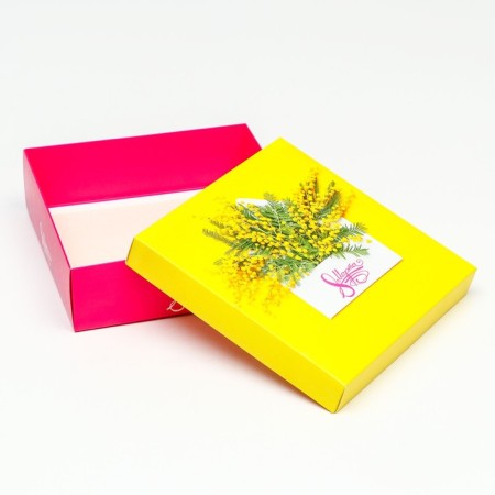 Folding box, "spring mimosa" 20 x 20 x 6 cm-4