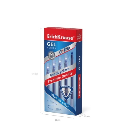 Gel pen Erichkrause G-Trio, node 0.5 mm, blue ink, letter line length 1000 meters-3