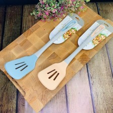 Silicone spoon lenardi, with slots, 34 cm, mix color