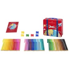 Fasters 40 colors Faber-Castell Connector + 6 clip + passport for coloring, in a metal box