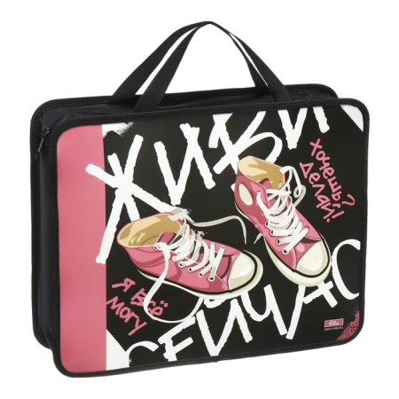 Folder with A4 handles, 330 x 260 x 75 mm, plastic, pens, calligrata "sneakers"-1