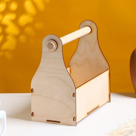 Wooden Kashpo 24.5 × 13.5 × 9.5 (25) cm stella click, with a handle, natural-1