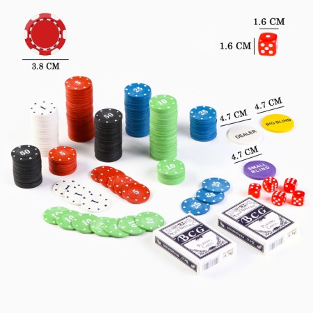Poker "Game time", set for the game (300 chips, 2 deck of cards, 5 cubes)