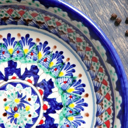 The plate of the Rishtan ceramics "Patterns", blue, deep, 20 cm-9