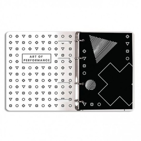 A notebook on rings A5 120 sheets in the Lorex "MindBending" cage, with a change of block, cutting under the rings, solid cover, soft-touch, foil embroidery-1