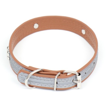 A collar with a reflective strip and bones, 45 x 2 cm, a mix of flowers-1