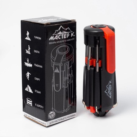Multifunctional flashlight, multi -tunnel 8 in 1 "Master K", 8 in 1, 6 LED, 3 W, 12 x 4 cm, 3 AAA-6