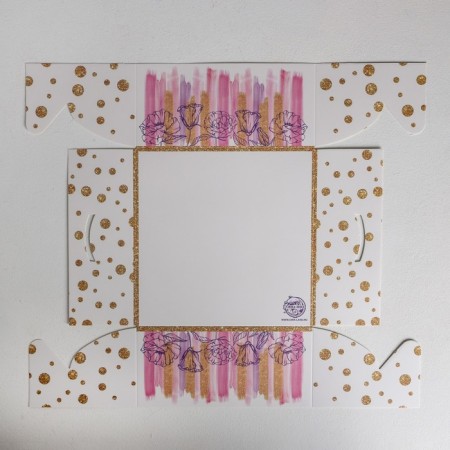Capcake box, confectionery packaging, 4 cells "Flower Patterns", 16 x 16 x 7.5 cm-3