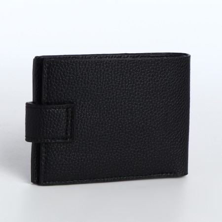 Men's purse on the button, a department for cards, coins, black color-2