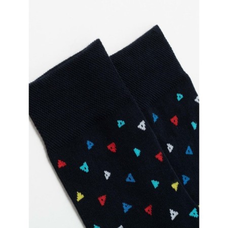Men's cotton socks Diwari Happy "Triangles", size 25, dark blue color-2