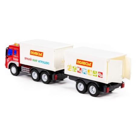 Inertial City car, with a trailer, light, sound, color red-white-2