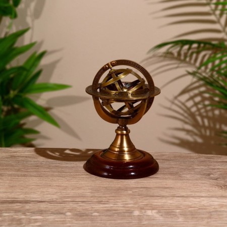 Souvenir "Armillar Sphere" 13 cm, brass, tree