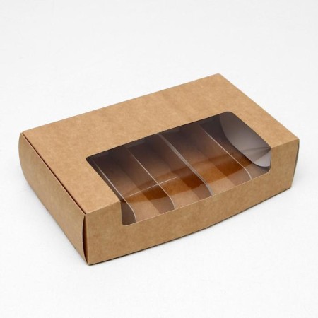 Folding box for 5 eclairs, craft, 25.2 x 15 x 7 cm, set 5 pcs.-2