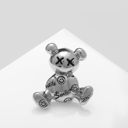 Brooch "Bear" toy, silver color