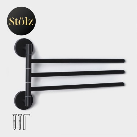 Holder for towels Stölz Loft Basic, 3 knitting needles, black color