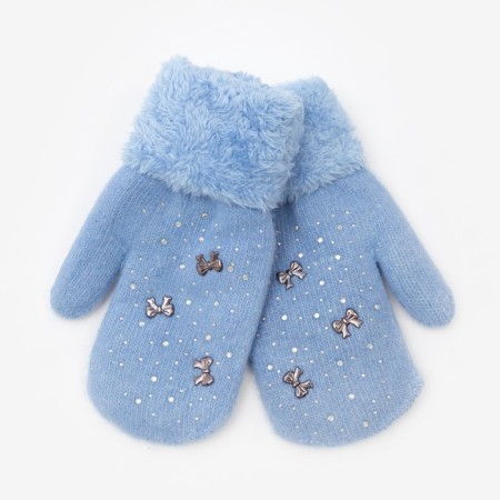 Mittens double for a girl, color mix, 8-10 years old-4